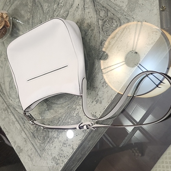 Michael KORS Kensington Large Pebbled Leather Hobo Shoulder Bag WHITE - Picture 5 of 14